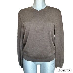 GAP Italian Merino Wool Brown V-Neck Pullover Sweater Preppy Academia Sz Medium